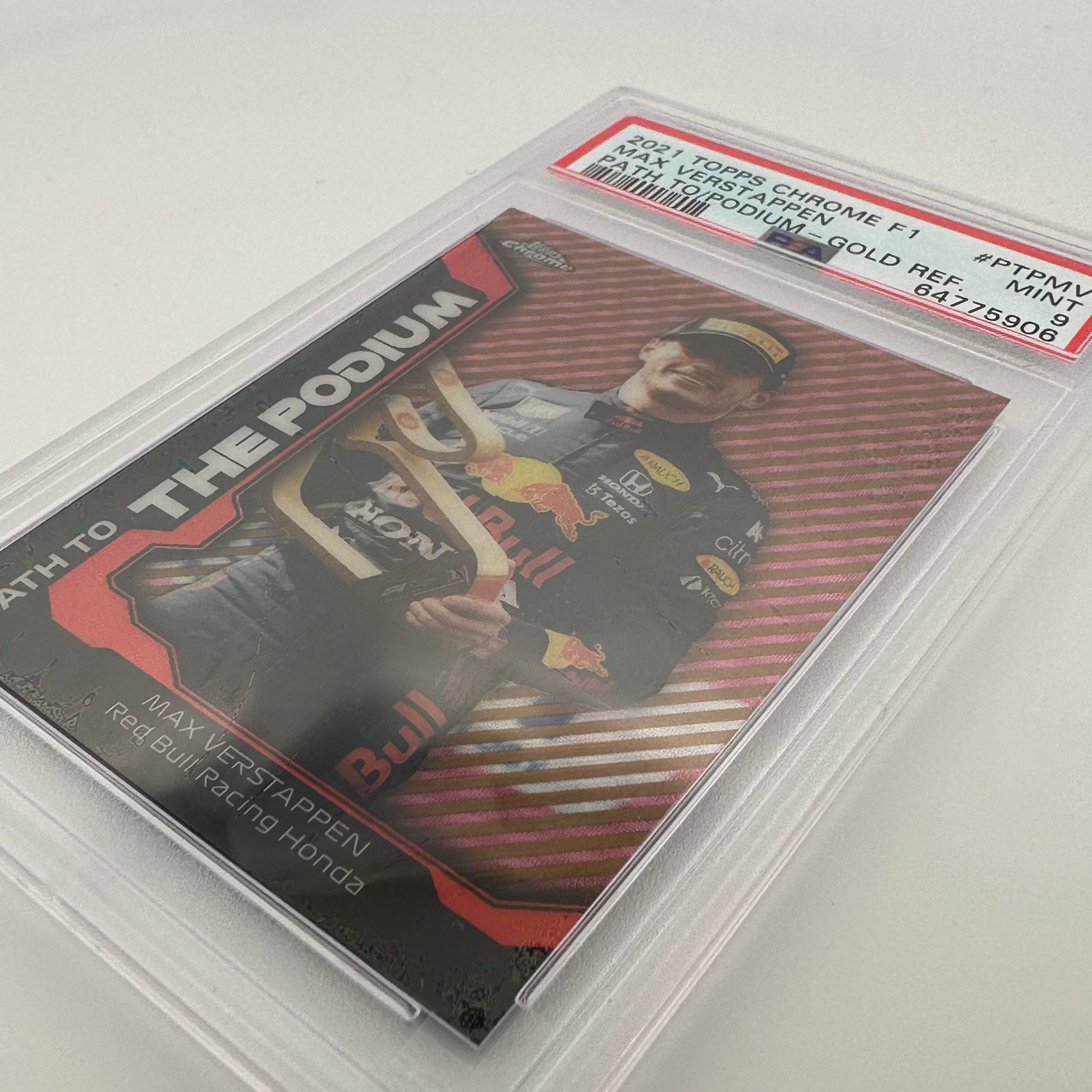 PSA 9 29/50 MAX VERSTAPPEN PTPMV PATH TO THE PODIUM GOLD REFRACTOR - Rare Trading Card for Collectors & Sports Fans - Perfect for Display, Investment & Memorabilia