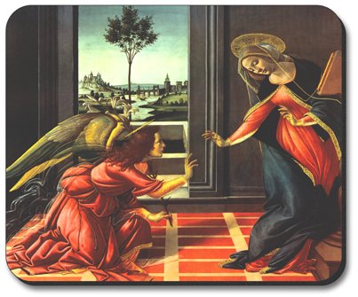 Botticelli Annunciation Art Mouse Pad - Non-Slip Rubber Base, Smooth Surface for Precise Tracking - Perfect for Office, Gaming & Home Computer Use