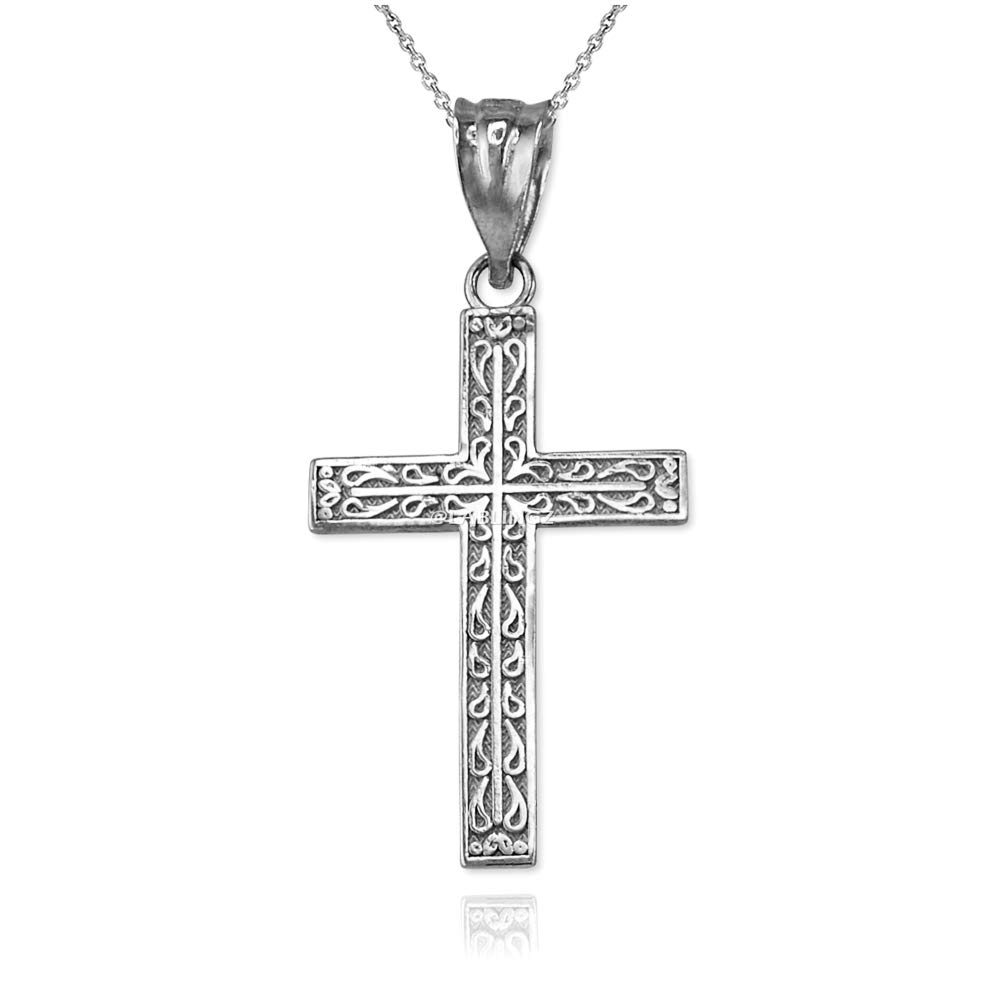 14K White Gold Latin Cross Pendant Necklace for Women - Religious Jewelry Gift for Baptism, First Communion & Confirmation - Elegant & Timeless Faith-Based Accessory