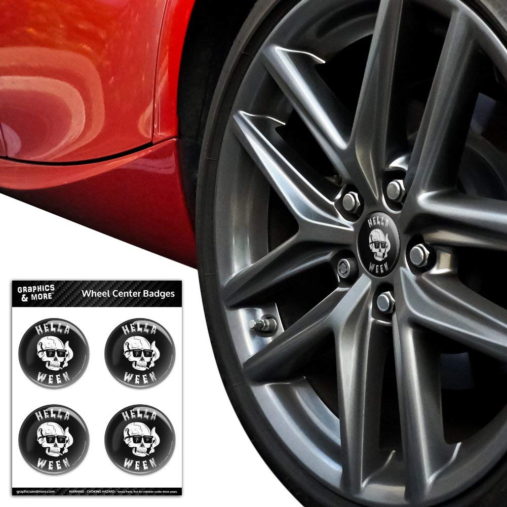Hella Ween Halloween Smoking Skull Funny Tire Wheel Center Cap Badges - 2.6
