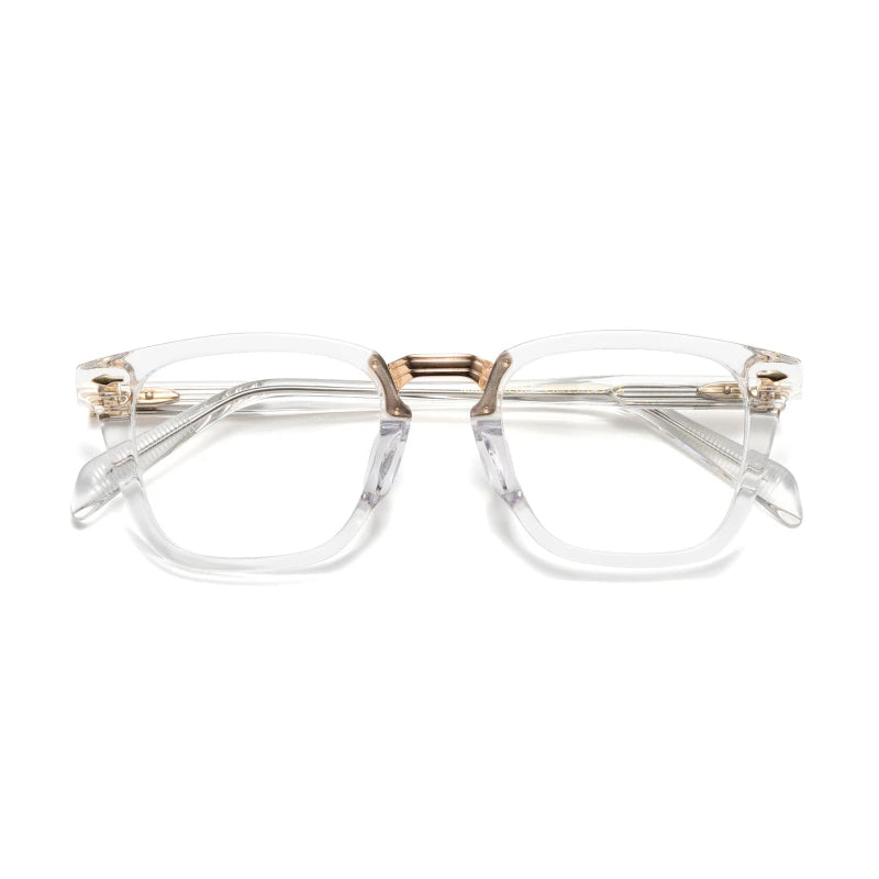 Stylish Unisex Black Square Acetate Eyeglasses with Alloy Frame - Trendy Full Rim Glasses for Men & Women - Perfect for Reading, Work, and Fashion Accessories