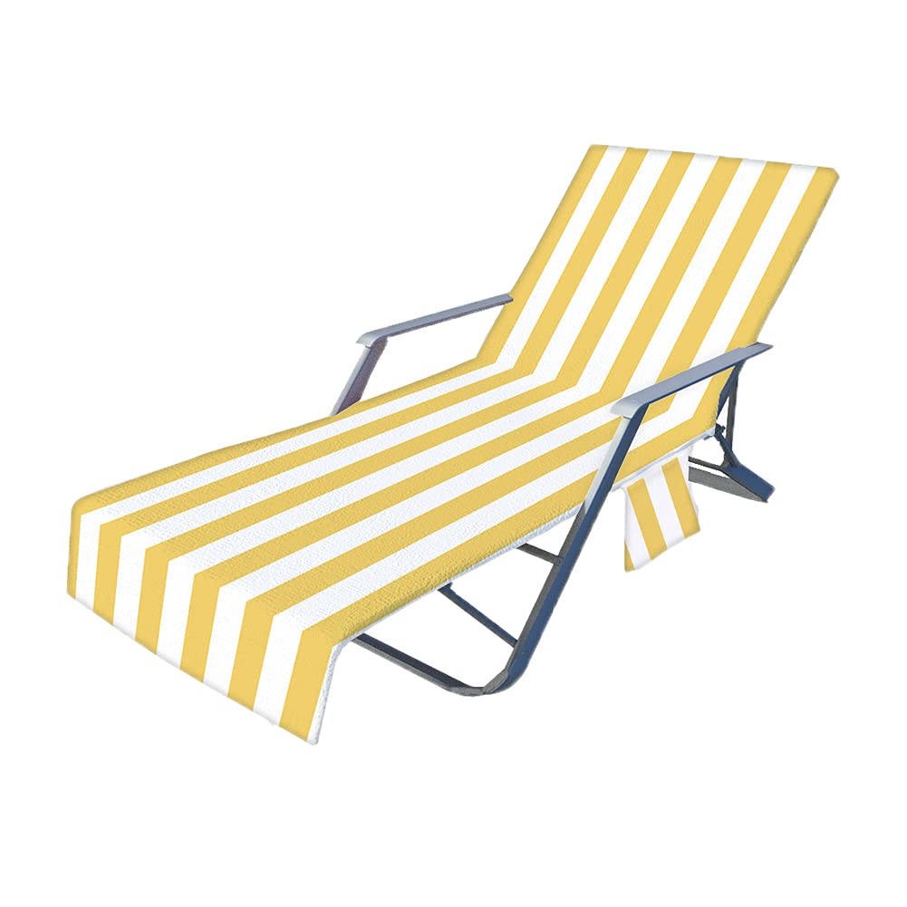 Premium Jlong Beach Chair Cover with Side Pockets - Soft Microfiber Chaise Lounges Towel Cover for Sun Lounger & Pool Chairs - Perfect for Patio, Garden, Sunbathing, Holiday & Hotel Use