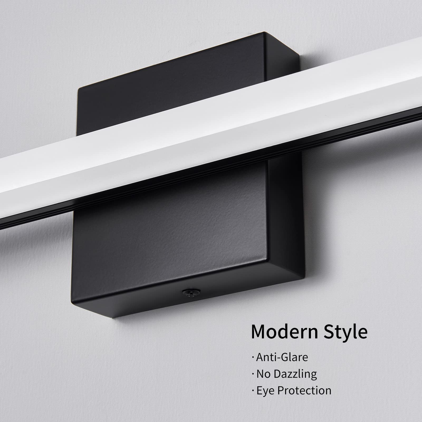 Modern LED Vanity Lights - 16 Inch 9W Daylight White & Black Bathroom Light Fixtures for Mirror Vanity Lighting | Perfect for Bathroom, Dressing Room & Makeup Area