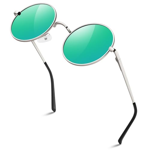 45mm Silver Frame Mirrored Green Lens