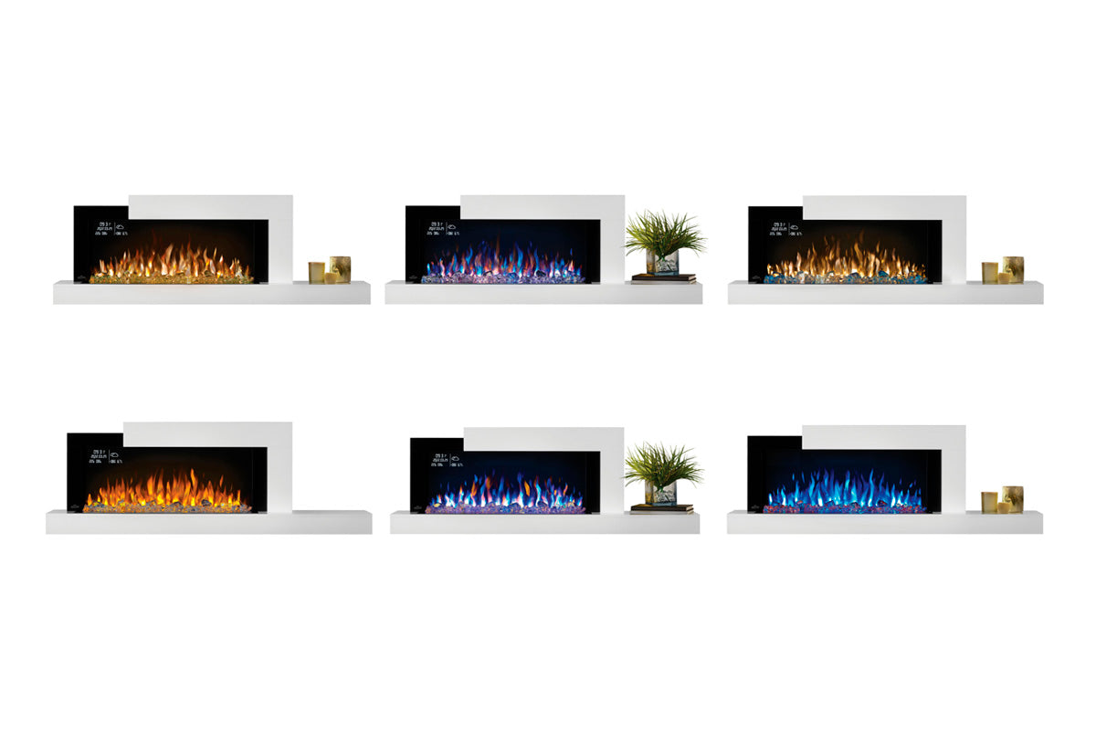 Napoleon Stylus Cara Elite Smart 60-Inch White Wall Mount Electric Fireplace with Shelf - Modern Heating Solution for Living Rooms, Bedrooms & Offices