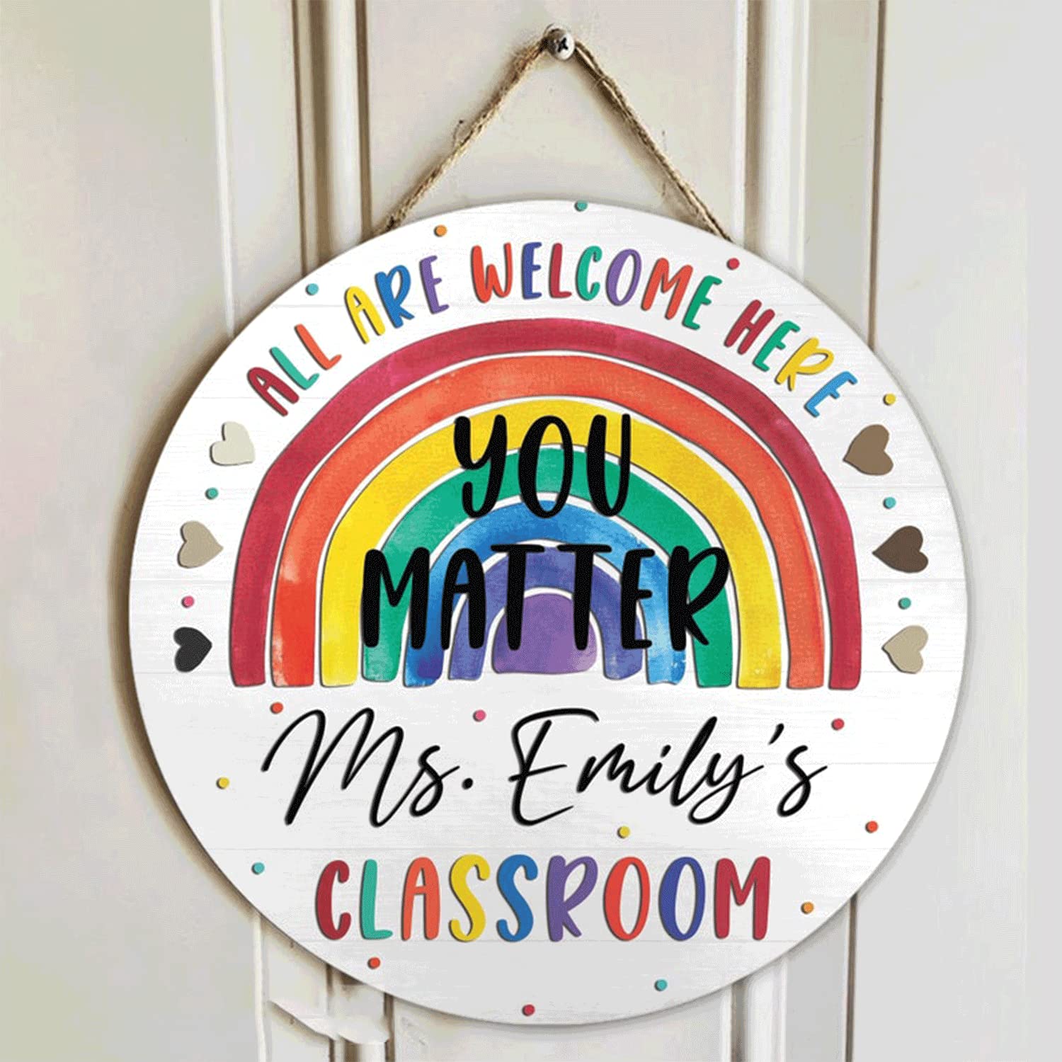 Custom Rainbow Teacher Door Sign - Personalized Classroom Name Plate for Back to School & Teacher Gifts