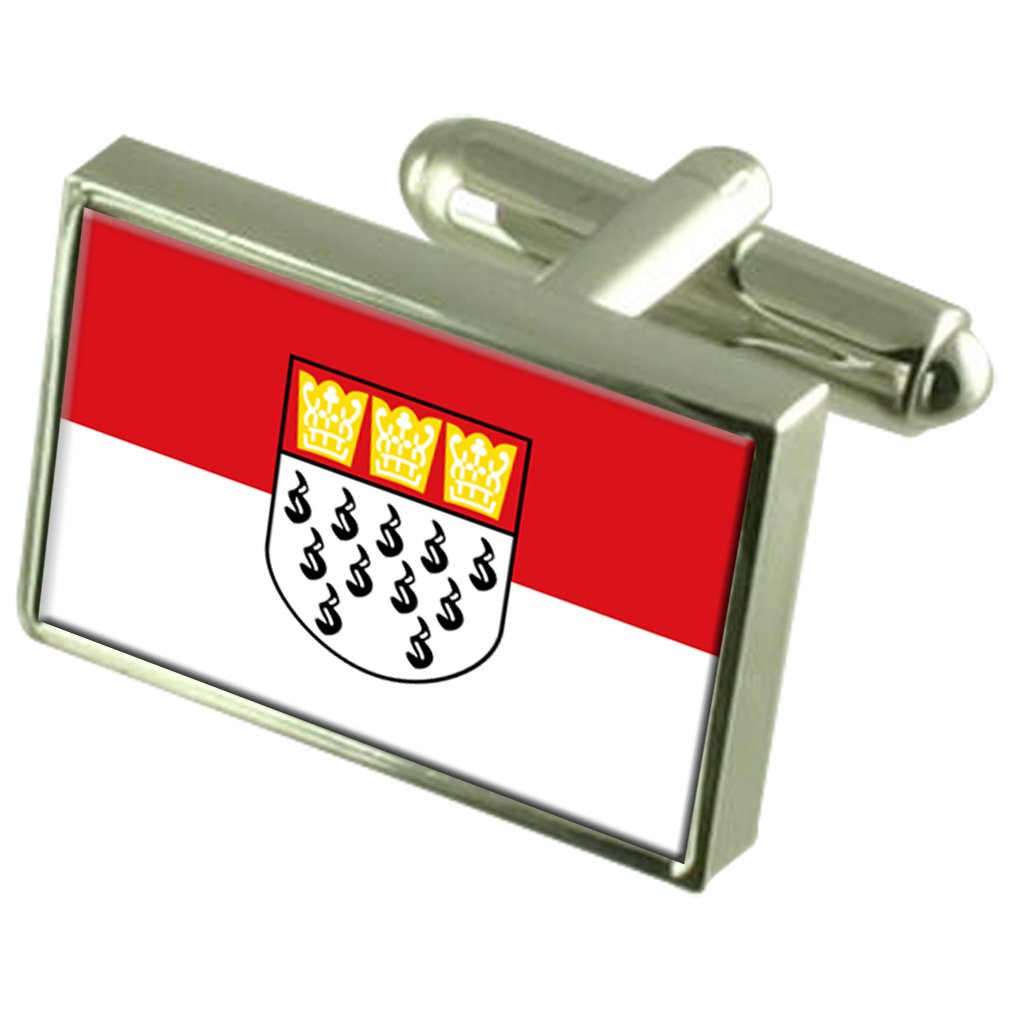 Germany Cologne City Sterling Silver Flag Cufflinks with Engraved Gift Box - Perfect for Weddings, Business Meetings & Formal Events