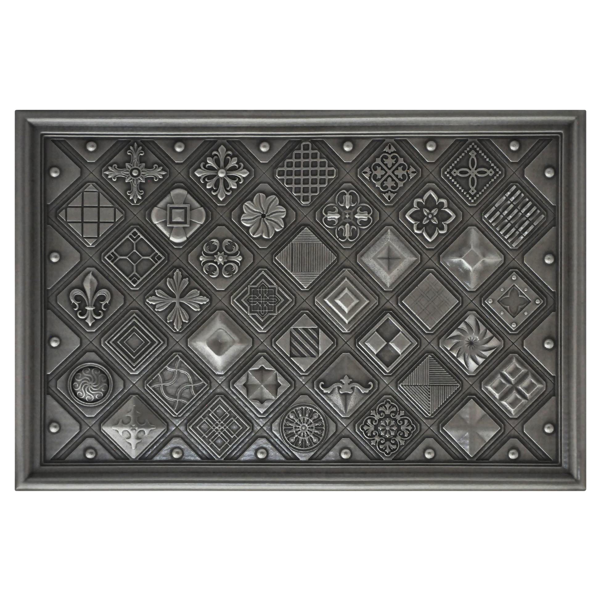 12x18 Inch Handmade Textured Premium Metal Decorative Mural Tile - Antique Nickel Finish for Kitchen Backsplash, Fireplace & Wall Decor | Rustic Home Accent, Bathroom Upgrade & Living Room Statement Piece