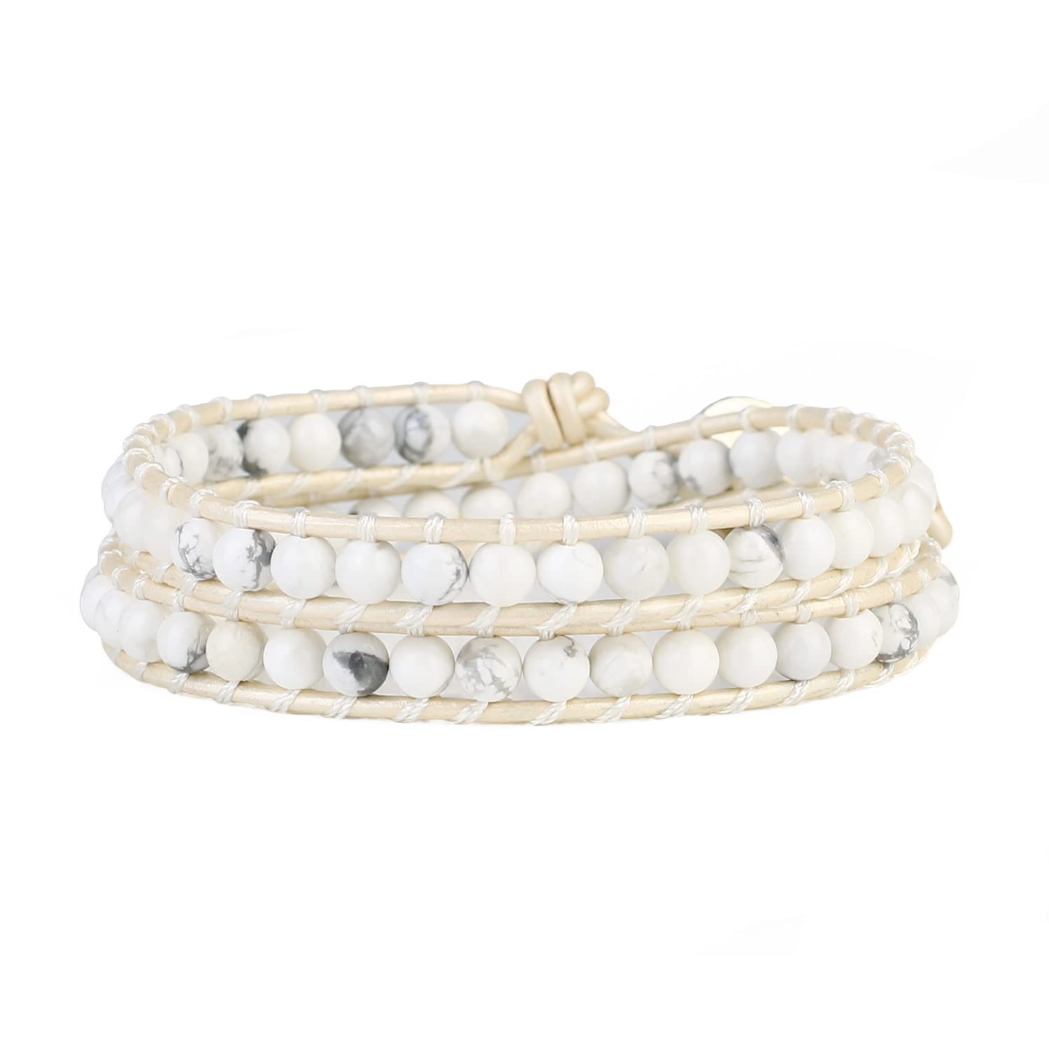 KELITCH Double Wrap Bracelet for Women - Hand-Braided Turquoise Beads Boho Leather Bracelet Bangle - Perfect for Casual Wear, Beach Outfits & Festival Fashion