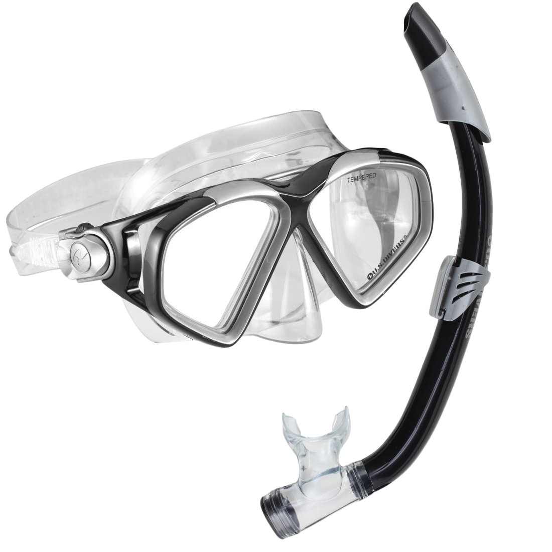 Cozumel DX Combo Black/Silver Snorkel Set - Premium Snorkeling Gear for Adults & Kids - Perfect for Ocean Adventures, Pool Swimming & Beach Vacations