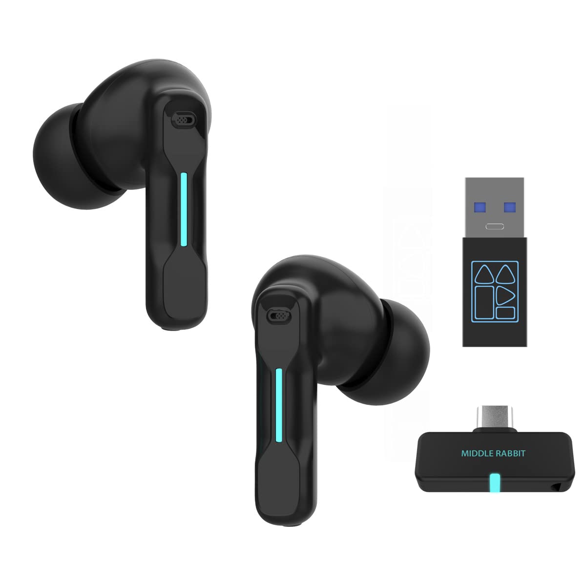 SW4 Wireless Bluetooth Earbuds for PC, Laptop & Mobile - 30ms Low Latency Gaming Headset with 4 Mics - USB Dongle & Bluetooth 5.0 - Comfortable Hidden Office Earbuds for Work, Video Calls & Online Meetings