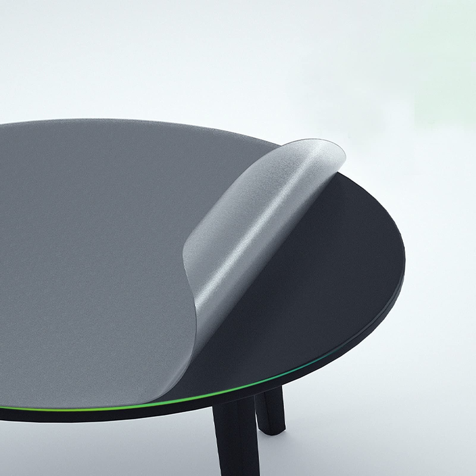 Frosted PVC Round Table Cover - 35 Inch Diameter (90cm) Clear Plastic Tablecloth, 2mm Thick Waterproof Wipeable Table Protector for Dining, Kitchen, Party & Office Use