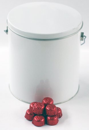 Scott's Cakes Foil Wrapped Solid Milk Chocolate Red Croquettes in White Pail - Perfect for Birthday Gifts, Party Favors & Holiday Treats