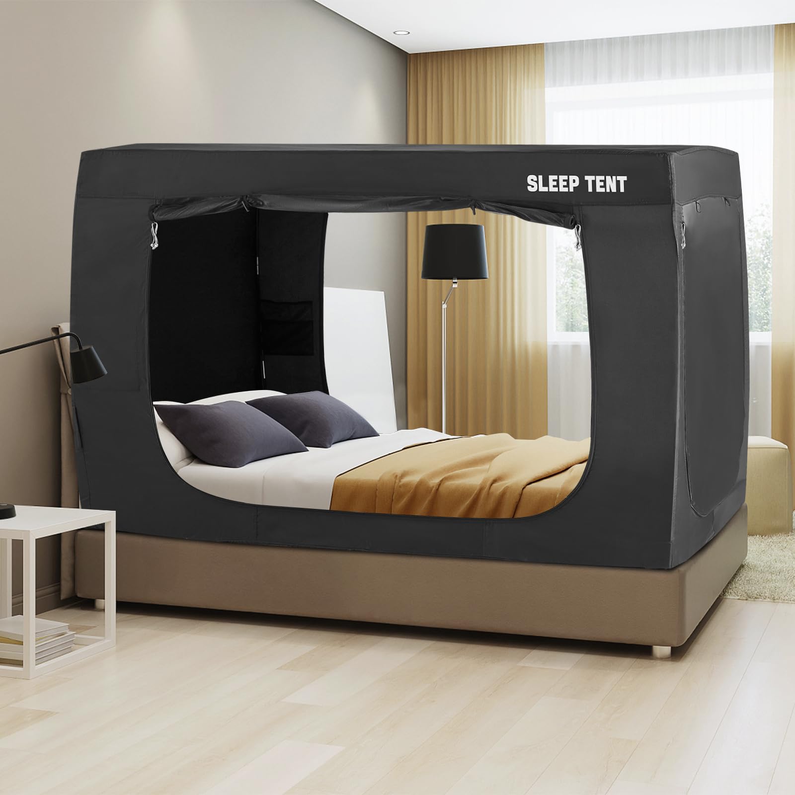 BORNA Full Size Bed Tent Canopy for Adults & Kids - Portable Sleeping Tent with 3 Doors, Breathable Privacy Space for Indoor Use | Perfect for Camping, Sleepovers & Cozy Bedroom Retreats (Mattress Not Included)