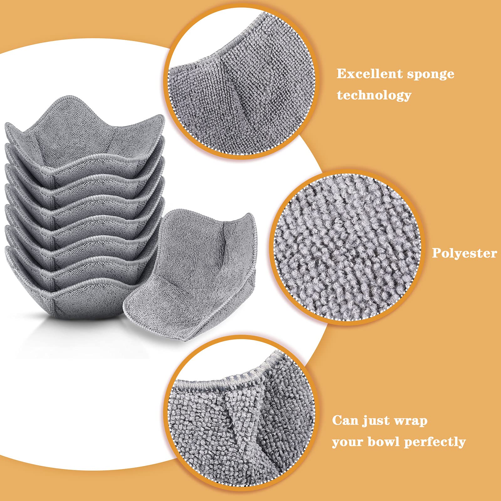 8-Piece Microwave Safe Bowl Holders Set - Heat Resistant Pot Holders for Hot Soup, Food & Meals (Grey) - Ideal for Kitchen, Dining & Serving Dishes Safely