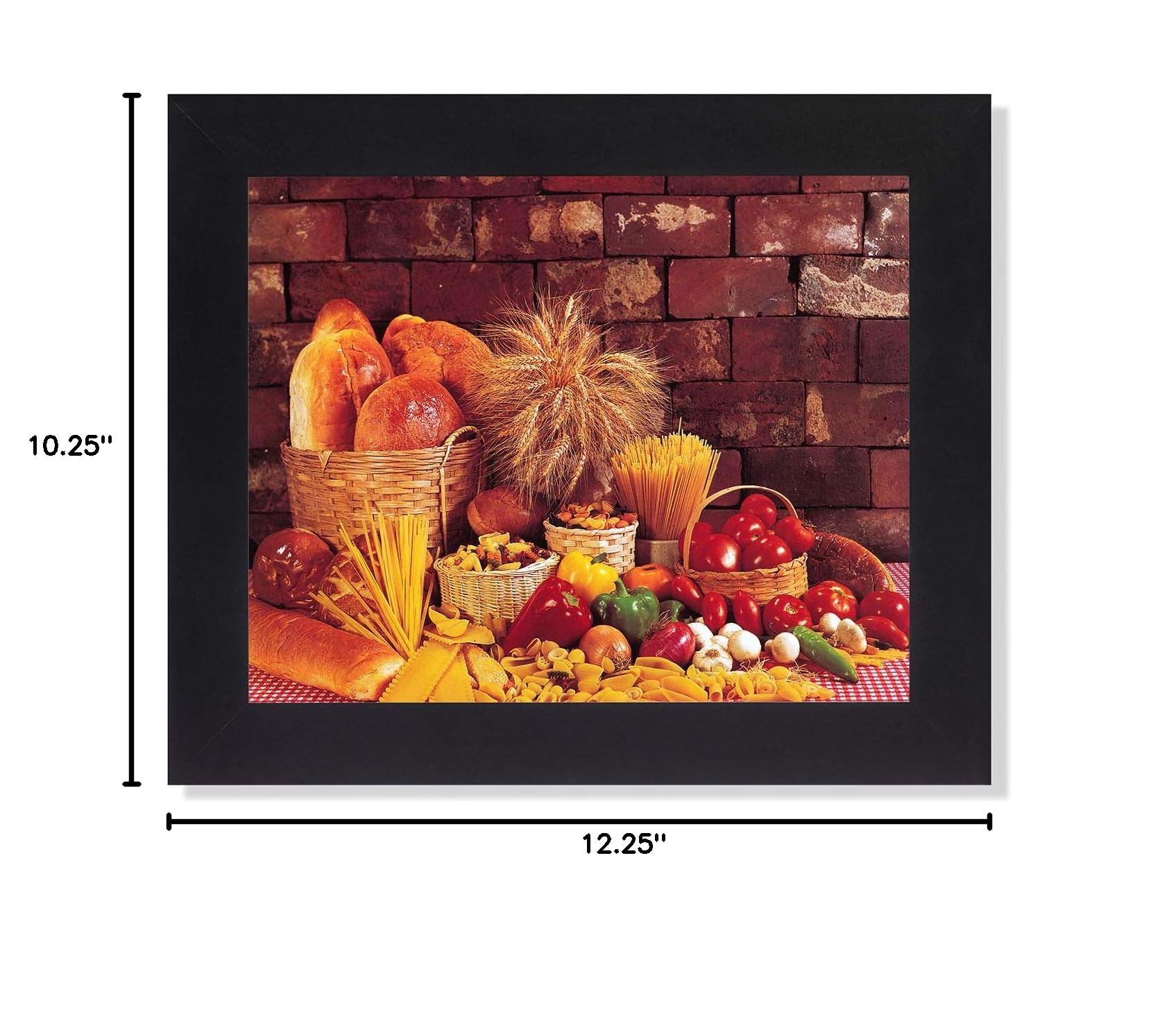 Bread Loaves Pasta Peppers Onions Kitchen Wall Art Print - Framed Food Photography for Home & Restaurant Decor - Perfect for Kitchen, Dining Room & Cafe Wall Decoration