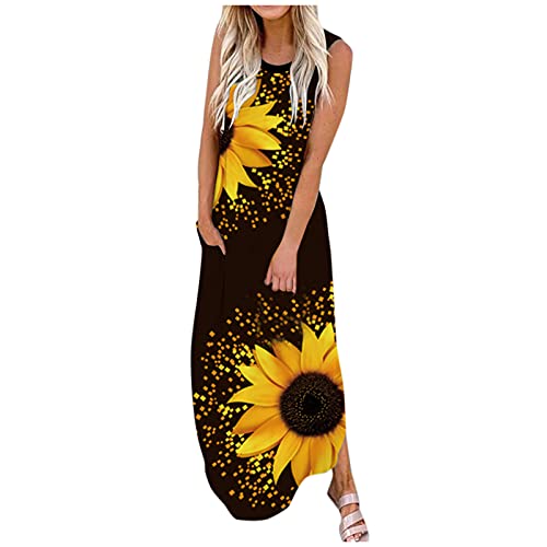 Women's Floral Print Maxi Dress - Sleeveless Loose Fit Casual Beach Dress for Summer (Black, Size S) | Perfect for Vacations, Parties & Outdoor Events
