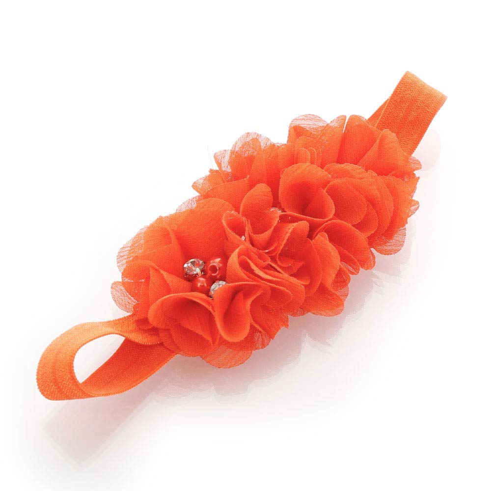 Lello Flower Headbands for Baby Girls & Toddlers - Stretchy Elastic Fabric Hairbands with Beads - Perfect for Parties, Photos & Everyday Wear
