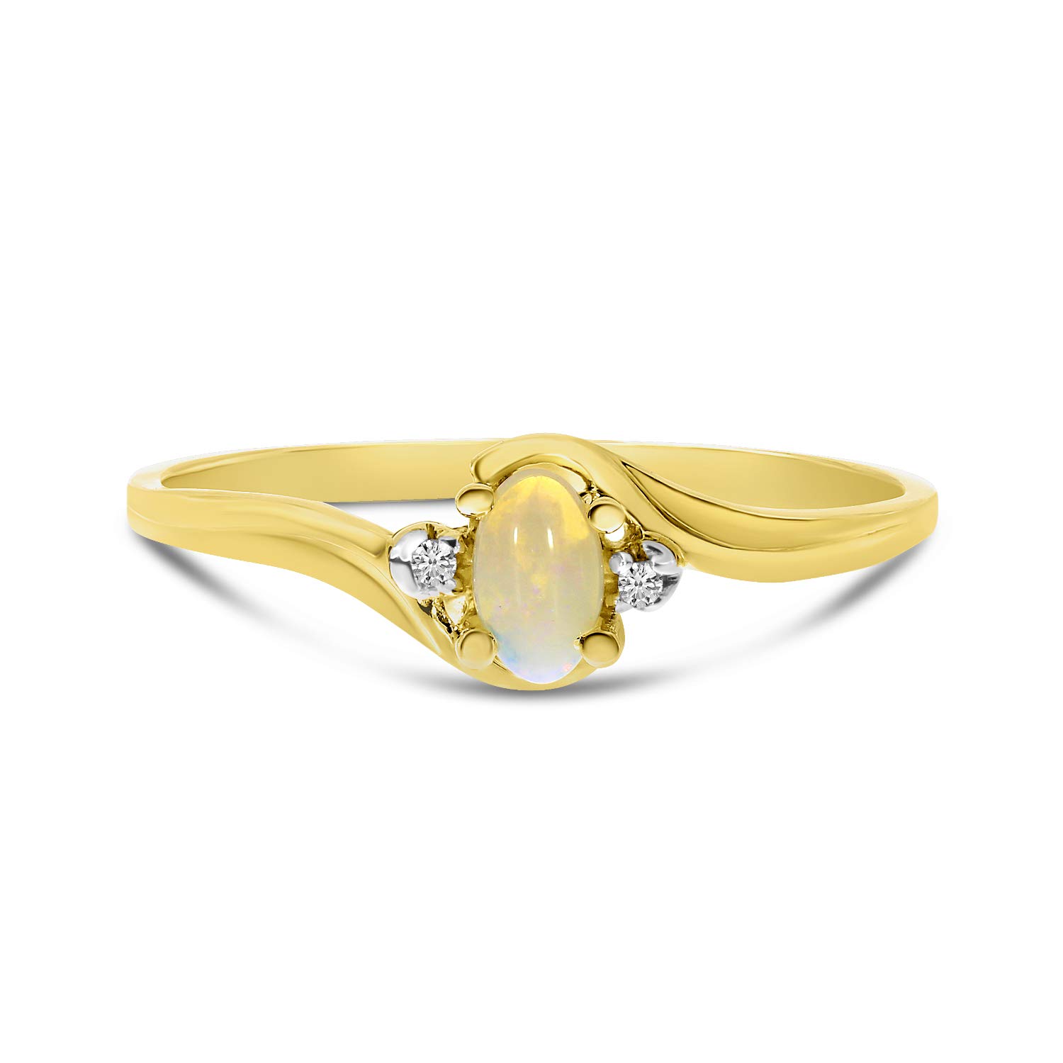 14K Yellow Gold Opal and Diamond Ring for Women – Elegant Jewelry Gift for Wedding, Anniversary & Special Occasions