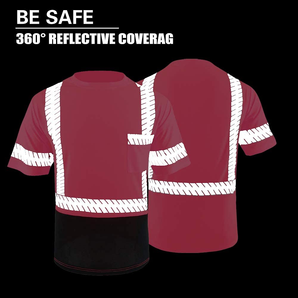 ANSI Class 3 High Visibility Safety Shirts with Reflective Strips - Black Construction Work Shirts for Men | Ideal for Road Work, Night Shifts & Hazardous Job Sites
