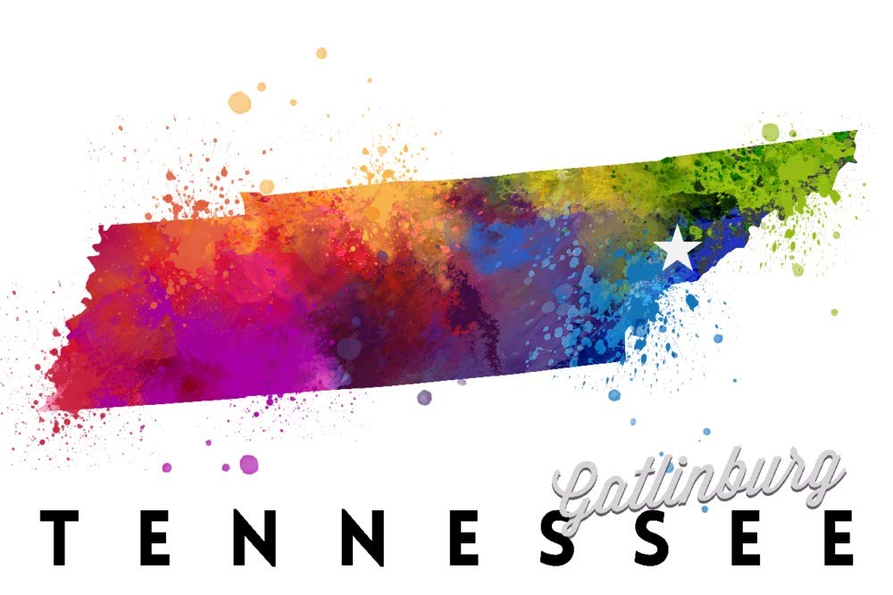 Gatlinburg Tennessee Abstract Watercolor Art Print - 9x12 Inch Wall Decor for Living Room, Bedroom & Office | Handmade State Landscape Painting for Home & Gifts