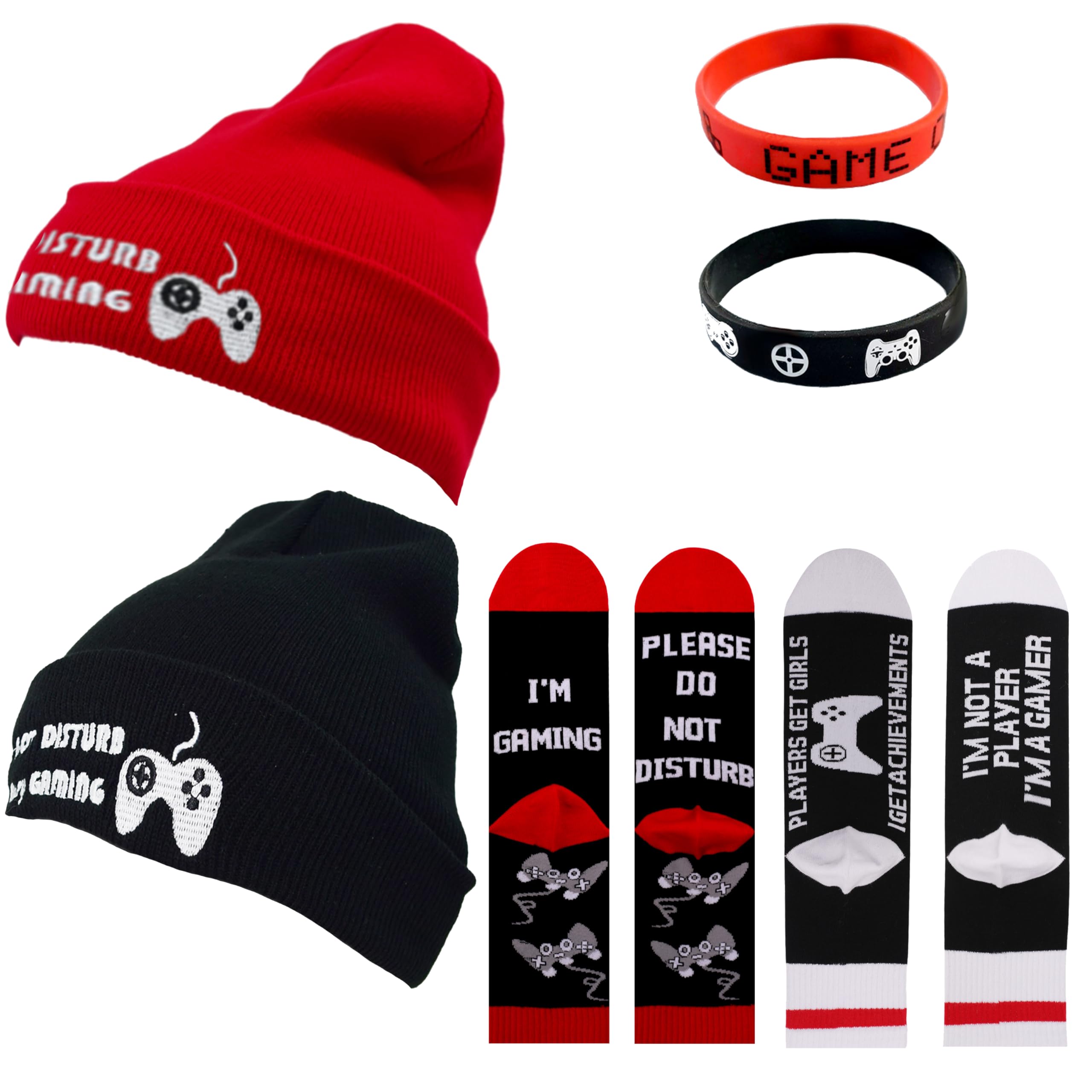 Funny Video Gamer Beanie & Socks Set - 'Do Not Disturb I'm Gaming' Novelty Skull Cap for Men - Perfect Gift for Gaming Lovers & Fathers Day - Great for Gaming Sessions, Esports Events & Relaxing at Home