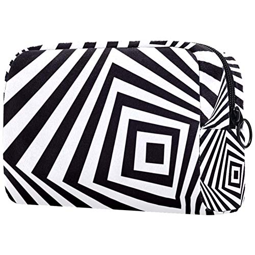 Travel Makeup Bag with Zipper - Black & White Geometric Pattern for Toiletries & Cosmetics | Perfect for Travel Essentials