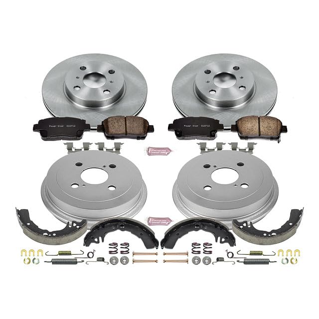Power Stop KOE15204DK Front & Rear Brake Kit - OE Brake Drums & Ceramic Pads for 2001-2005 Toyota Echo | Improved Stopping Power & Quiet Performance | Perfect for Daily Commuting & City Driving