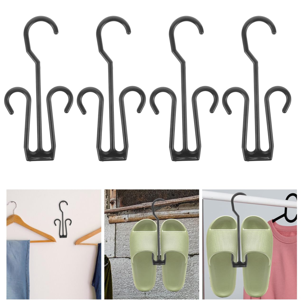 Cabilock 80Pcs Shoe Hanger Hooks - Heavy Duty Shoe Display Hooks for Closet Organizing, Space Saving Shoe Drying Rack Storage with Double Hooks - Perfect for Home, Retail Store & Shoe Organization Accessories