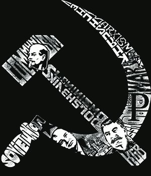 LA POP ART Soviet Hammer and Sickle Word Art Tote Bag - Large Navy Blue Canvas Shopper for Groceries, Beach & Everyday Use