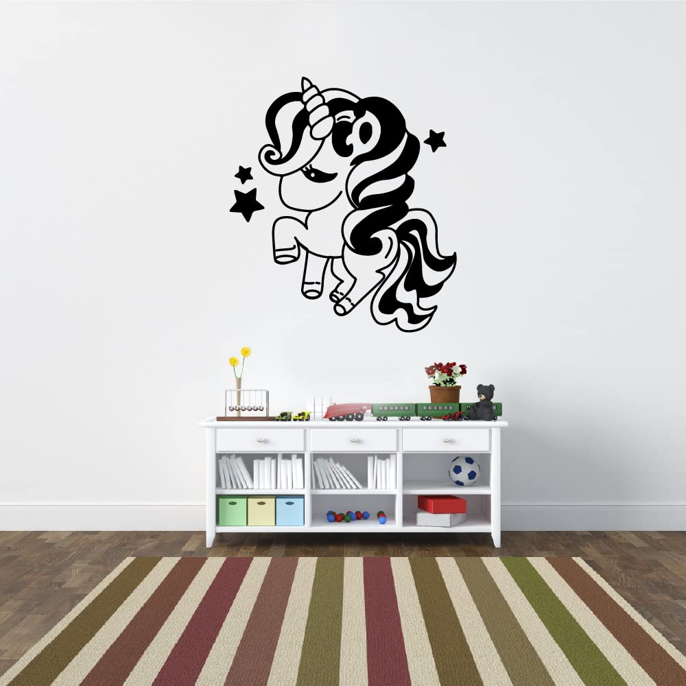 Magical Unicorn & Stars Wall Decal Stickers - 20x18 Inch Vinyl Wall Art for Kids Room, Nursery, Bedroom - Fun Home Decor for Girls & Boys - Perfect for Kindergarten, Playroom & Children's Bedroom Decor