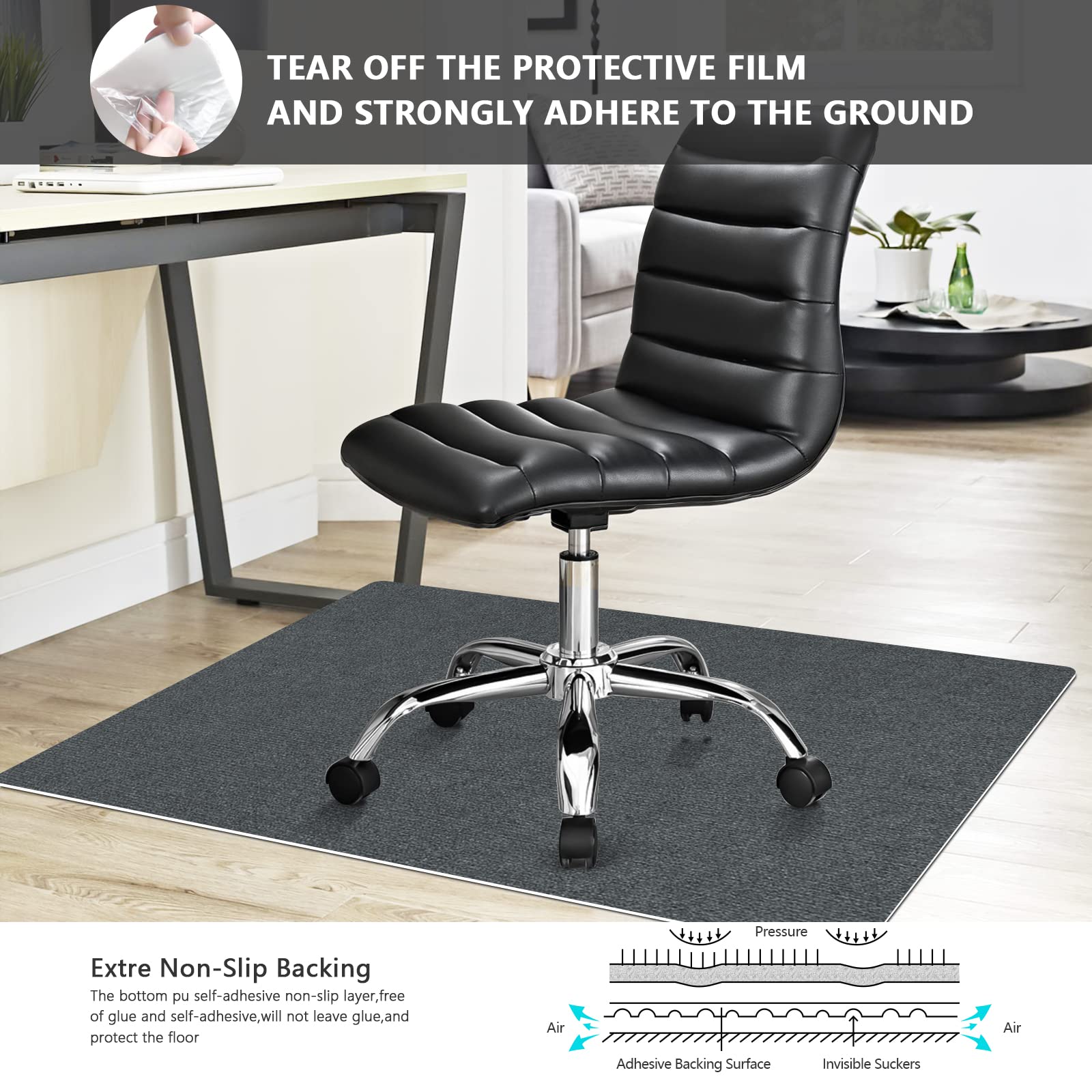 Non-Slip Office Chair Mat for Carpet - Heavy Duty Desk Floor Protector for Hardwood & Carpeted Floors | Perfect for Home Office, Gaming Setup & Workspace Protection
