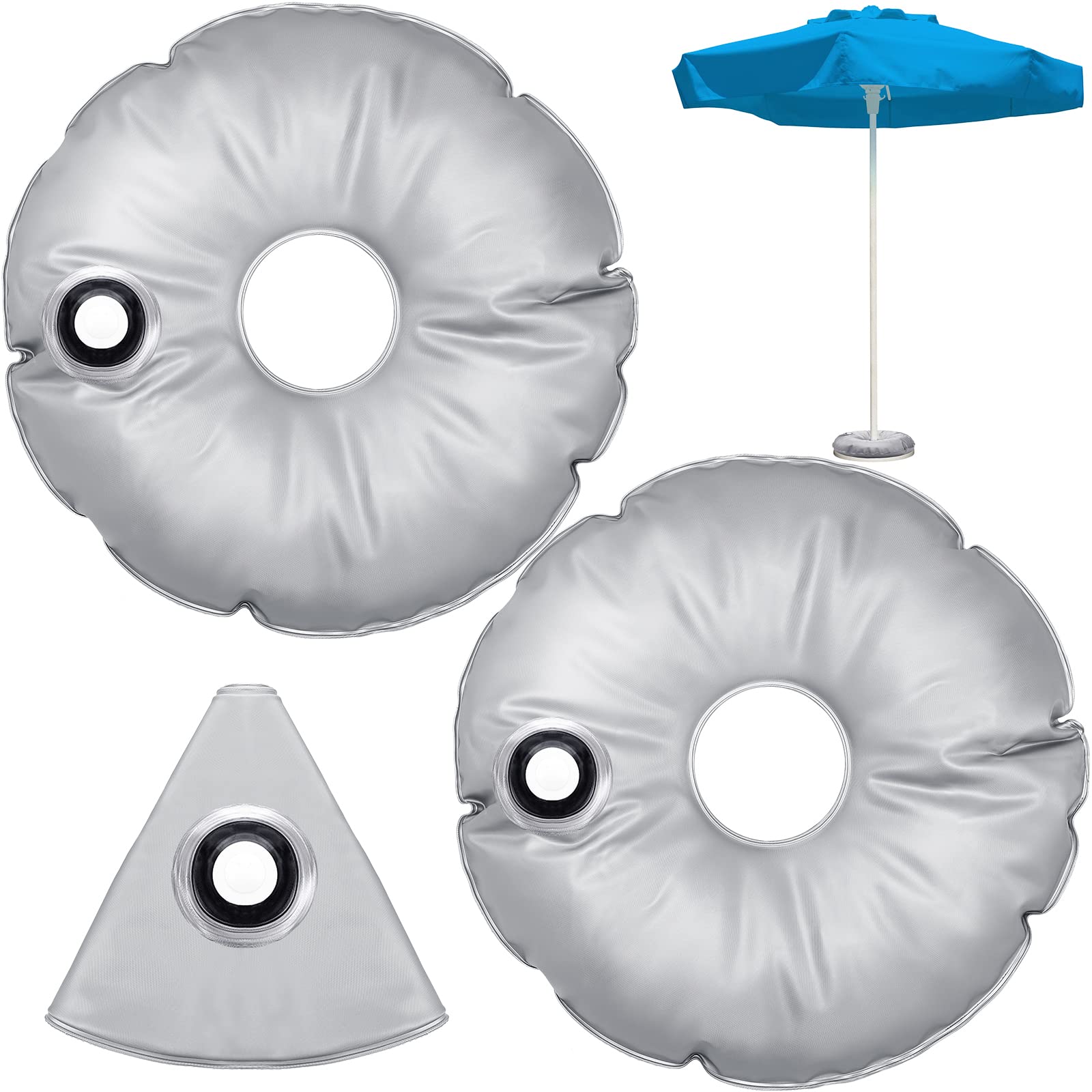 Tondiamo 2 Pack 20.87 Inch Water-Filled Umbrella Base Weights - Heavy Duty Sand Bags for Outdoor Patio, Beach, Garden & Pool Use - Supports Up to 26.5 lbs - Portable Collapsible Sun Shade Stand Holder (20.87
