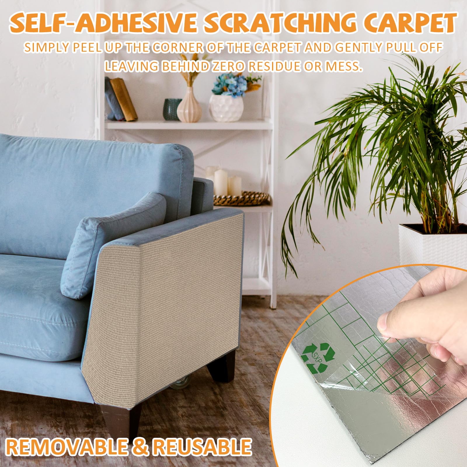 Self-Adhesive Cat Scratch Protector for Couch & Furniture - DIY Wall-Mounted Cat Scratching Mat & Pad - Durable Anti-Scratch Solution for Cats - Perfect for Sofa Protection & Cat Climbing Activities