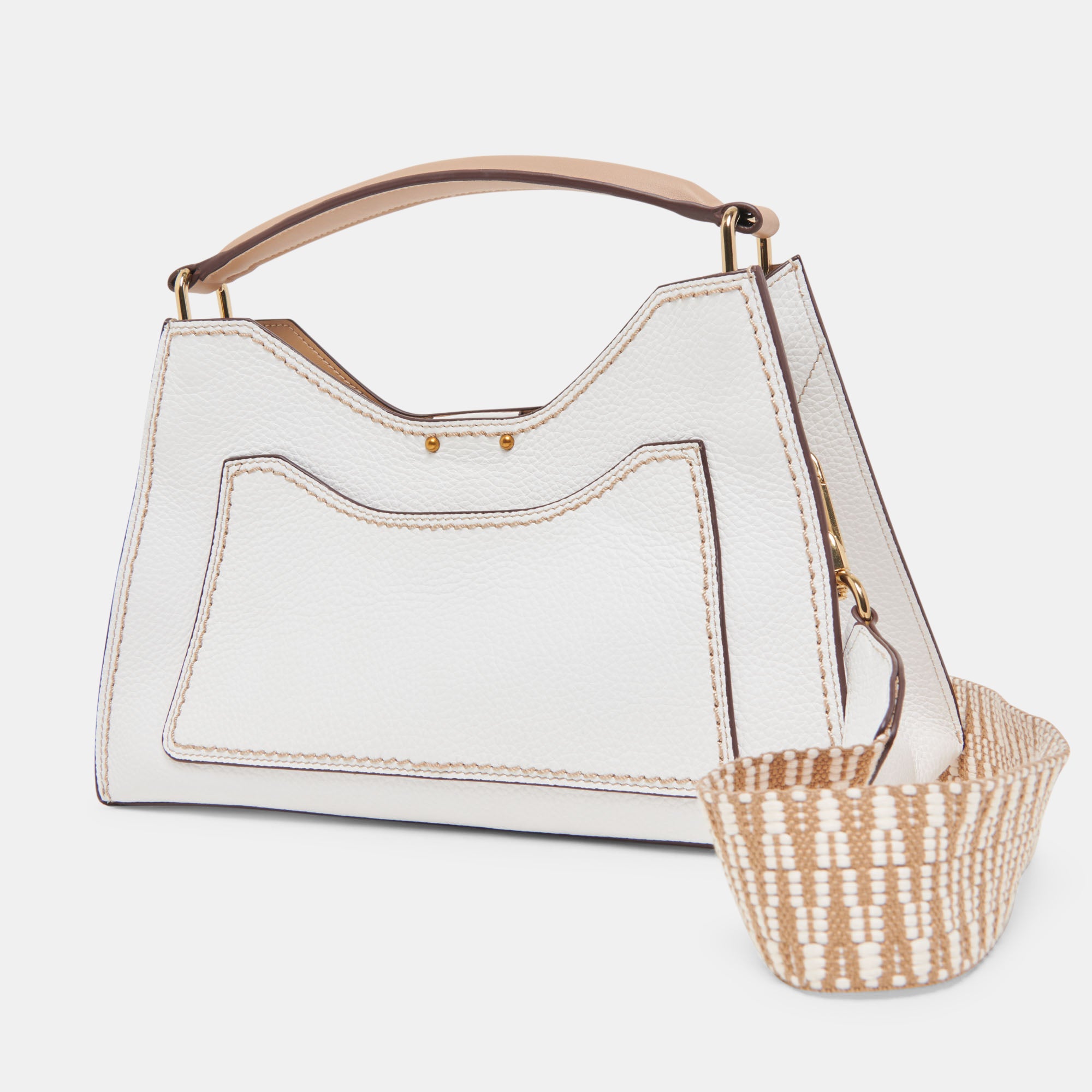 TARIFA Women's Crossbody Bag - Genuine White Leather Purse for Everyday Use, Work, and Travel