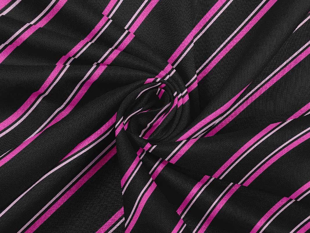 oneOone Rayon Black Striped Fabric by The Yard - 56 Inch Wide Printed Material for DIY Clothing, Dresses, Skirts & Home Decor Sewing Projects