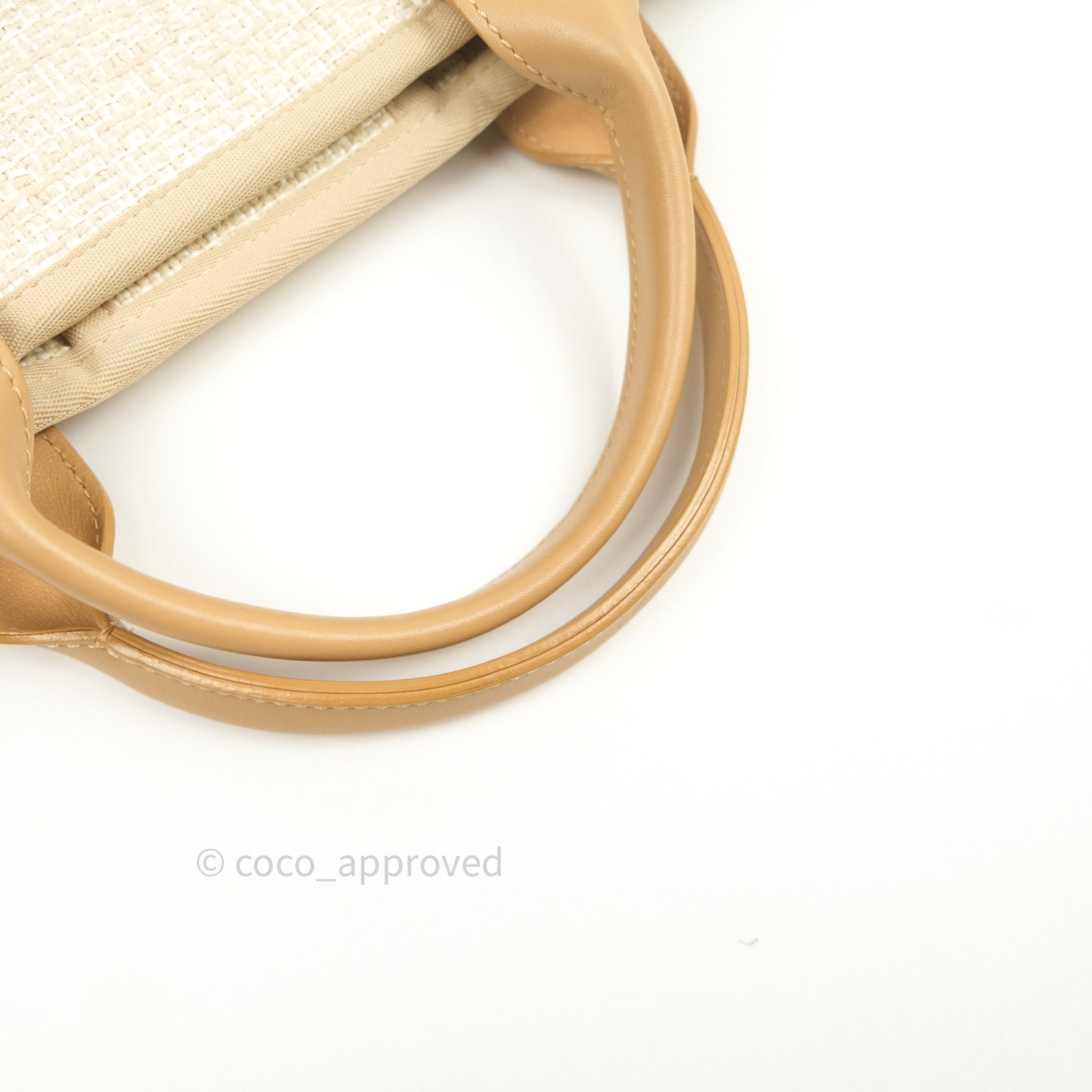 Chanel Canvas Large Deauville Tote Bag in Ivory Beige with Nude Handles - Luxury Designer Tote for Women, Perfect for Travel, Work & Everyday Use