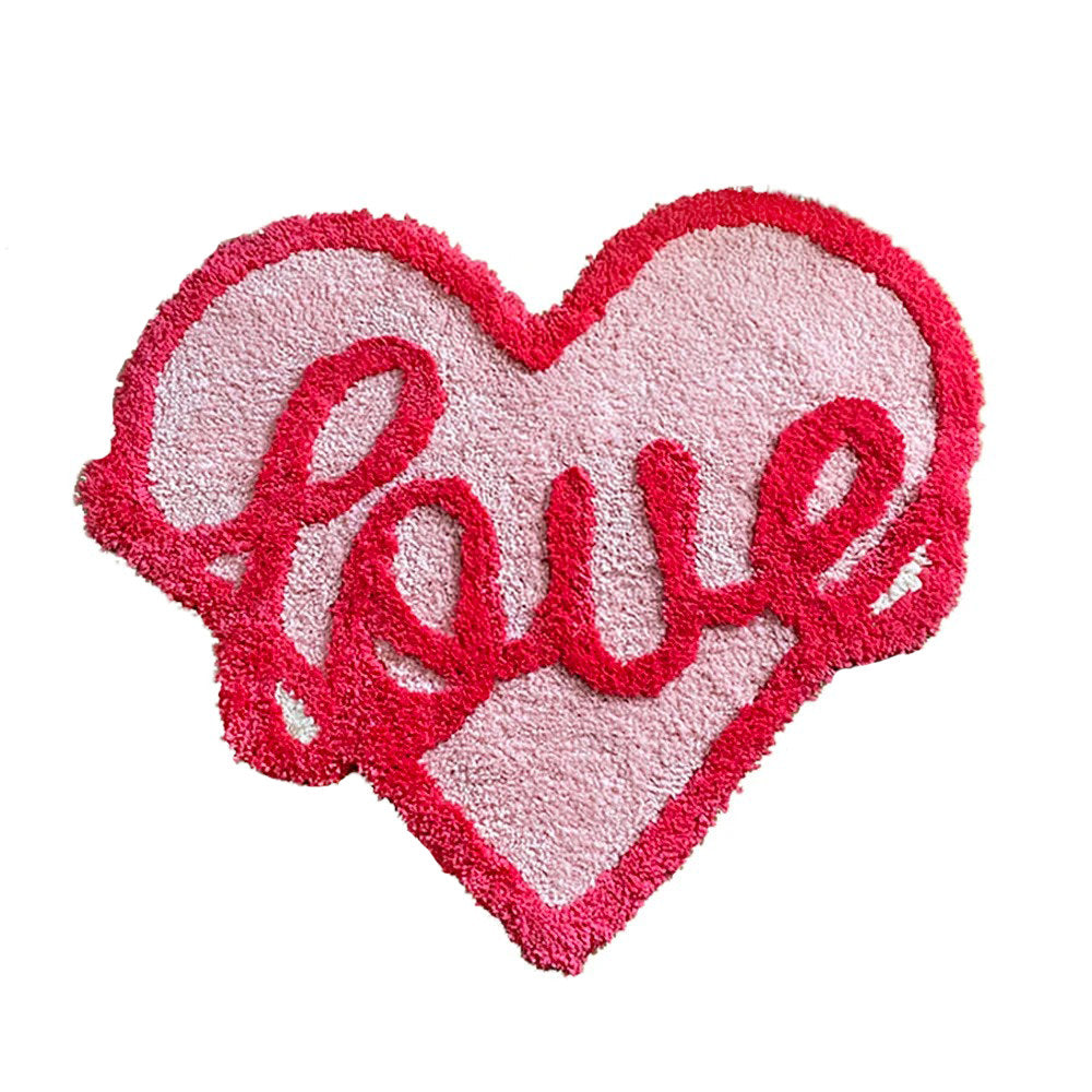 Pink Love Heart Tufted Accent Rug - Soft Plush Bedroom Carpet for Girls Room, Nursery, Dorm Decor - Perfect Valentine's Day Gift for Her
