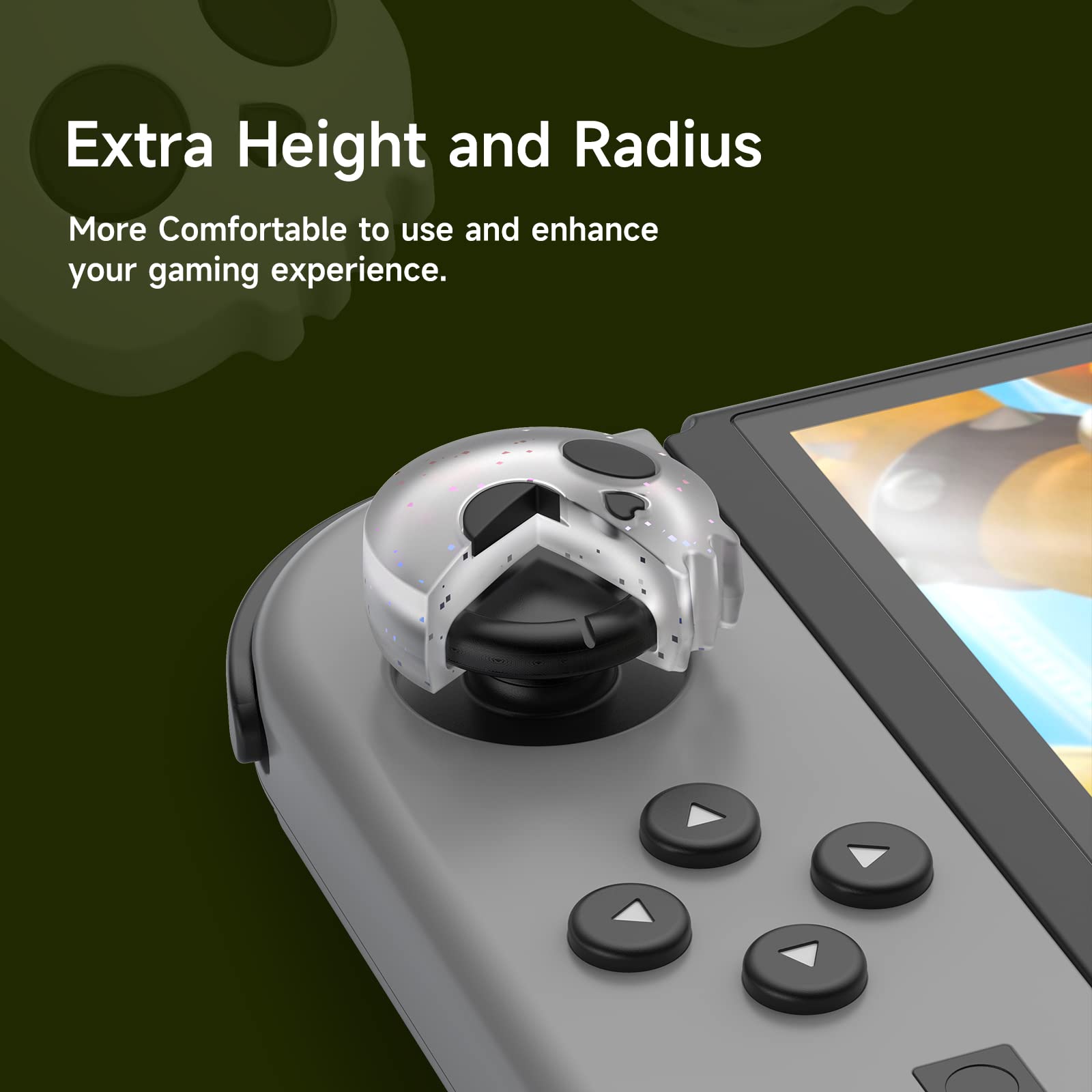 Premium Silicone Analog Stick Caps for Nintendo Switch Joy-Con - 4Pcs Kit Compatible with Switch/Switch OLED/Switch Lite - Skull Design for Enhanced Grip & Protection - Perfect for Gaming, Travel & Long Play Sessions