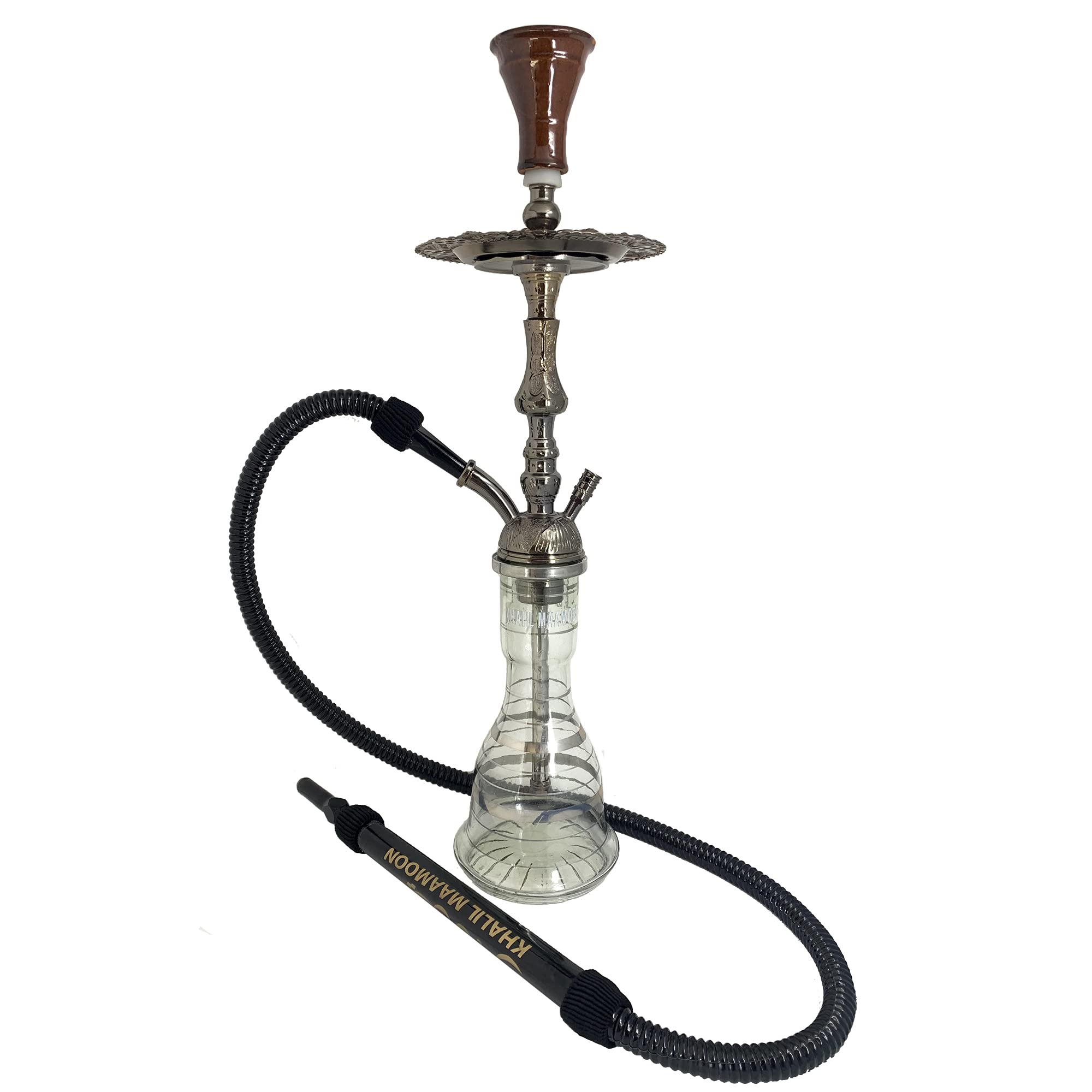 Premium Khalil Mamoon Hookah - Special Edition Gunmetal Finish with Complete Accessories Kit | Perfect for Home Parties, Lounges & Relaxation Sessions