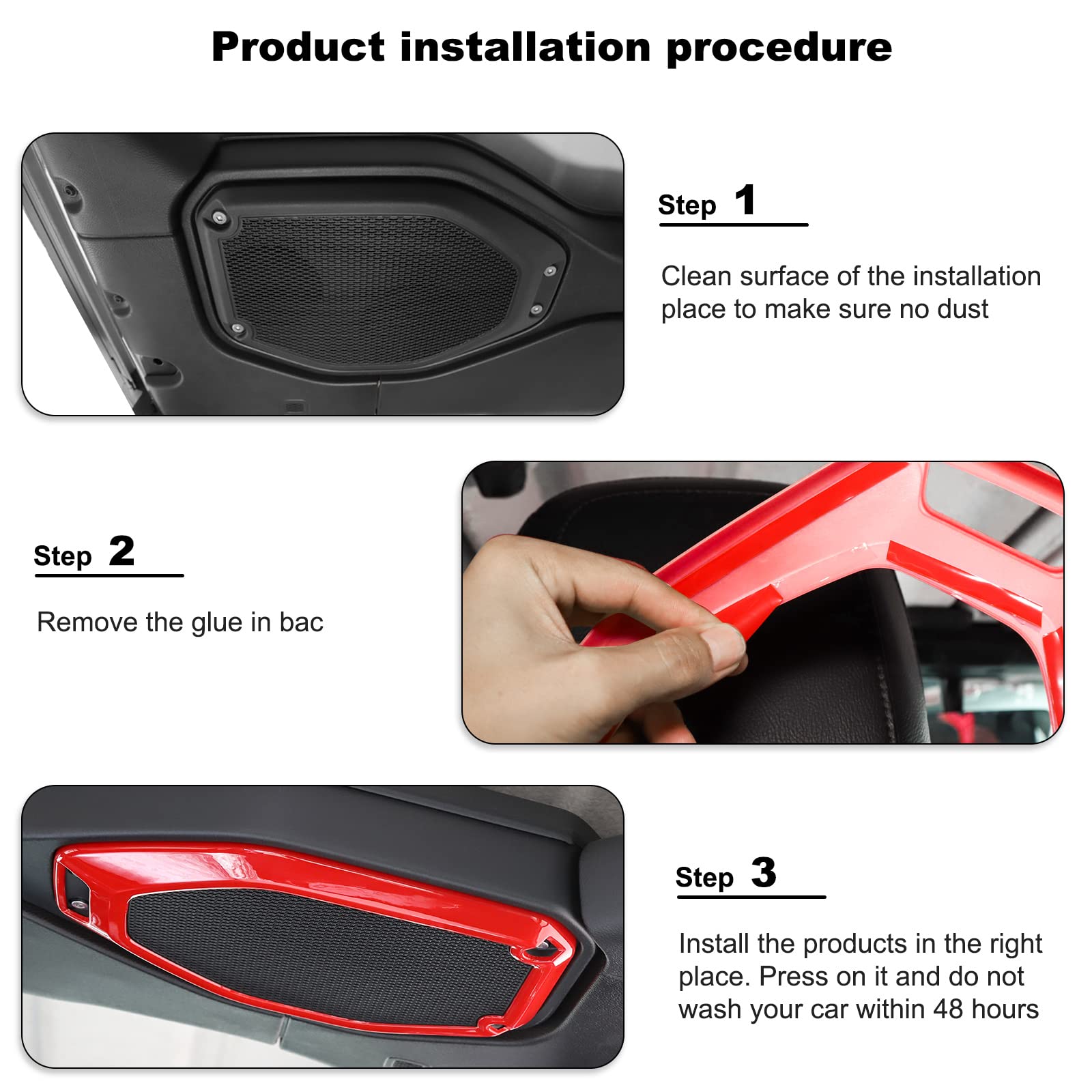 Jeep Wrangler JL JLU & Gladiator JT 2018-2022 Red Pillar Speaker Trim Cover & Roof Speaker Audio Trim Ring Kit - Interior Accessories Upgrade for Enhanced Car Audio & Stylish Decoration - Perfect for Off-Road Adventures & Daily Commuting