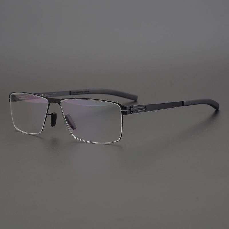 Black Unisex Full Rim Rectangle Screwless Steel Eyeglasses Frame 4795 - Stylish & Durable Eyewear for Work, Reading, and Everyday Use