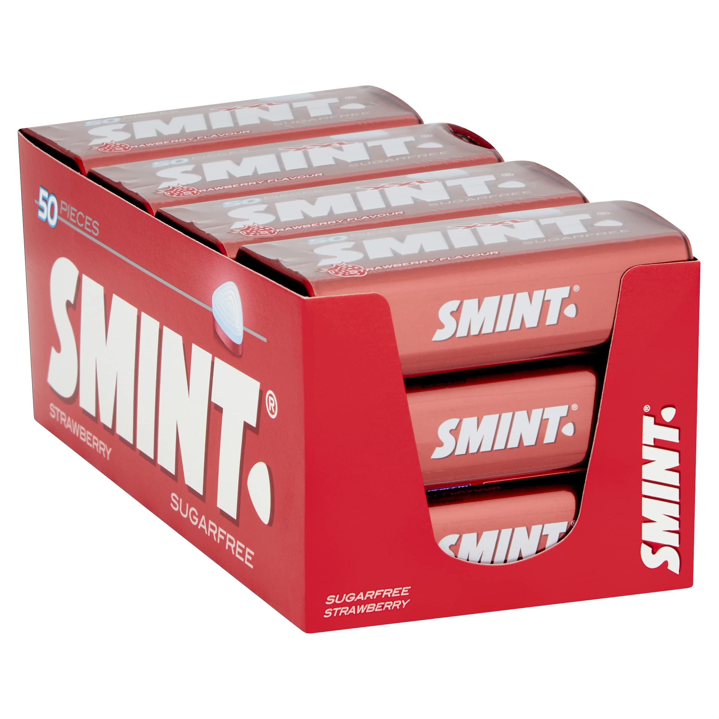 Smint Sugar Free Strawberry Mints - Vegetarian Friendly Breath Fresheners - 12 Pack of 50 XXL Tins - Perfect for Office, Travel & Fresh Breath On-The-Go