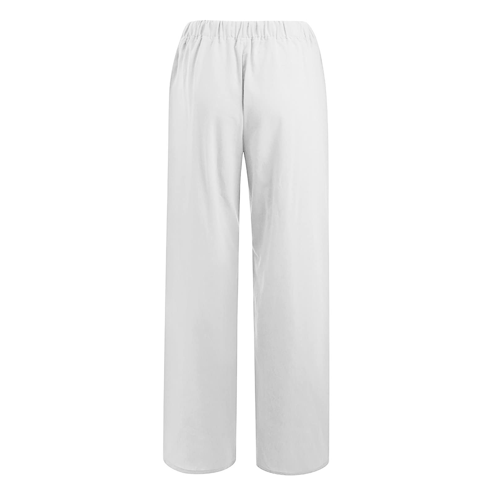 LCMTWX Women's Casual Linen Drawstring Pants - Elastic Waist Solid Cotton Trousers for Lounge, Travel & Yoga | Comfortable Summer Womens Clothing
