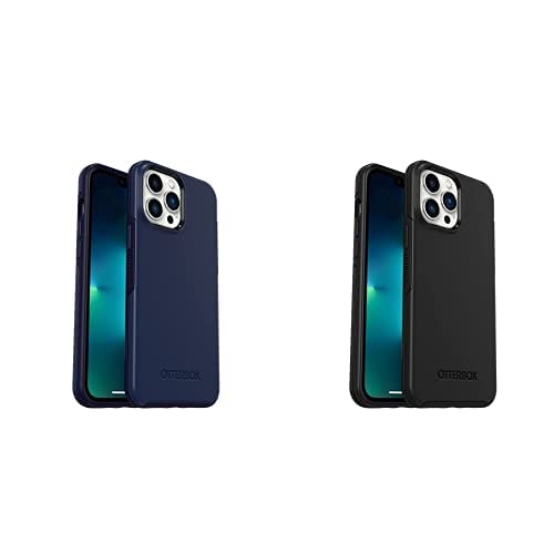 OtterBox Symmetry Series+ Antimicrobial MagSafe Case for iPhone 12/13 Pro Max - Navy Blue & Black | Slim Protective Phone Cover with Germ Protection | Perfect for Work, Travel & Everyday Use