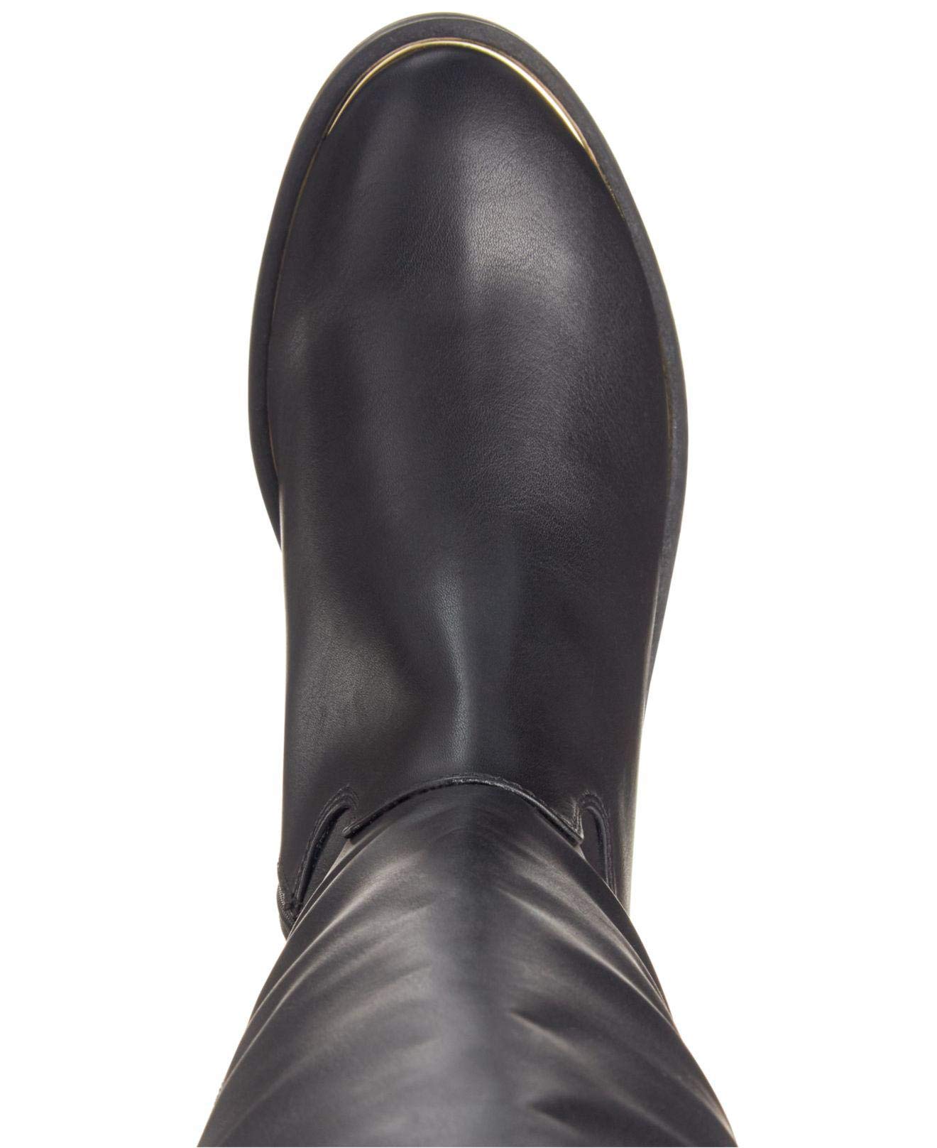 Material Girl Women's Darcell Leather Over-the-Knee Boots - Black, Size 6.0, Almond Toe | Stylish Winter Fashion & Night Out Essential