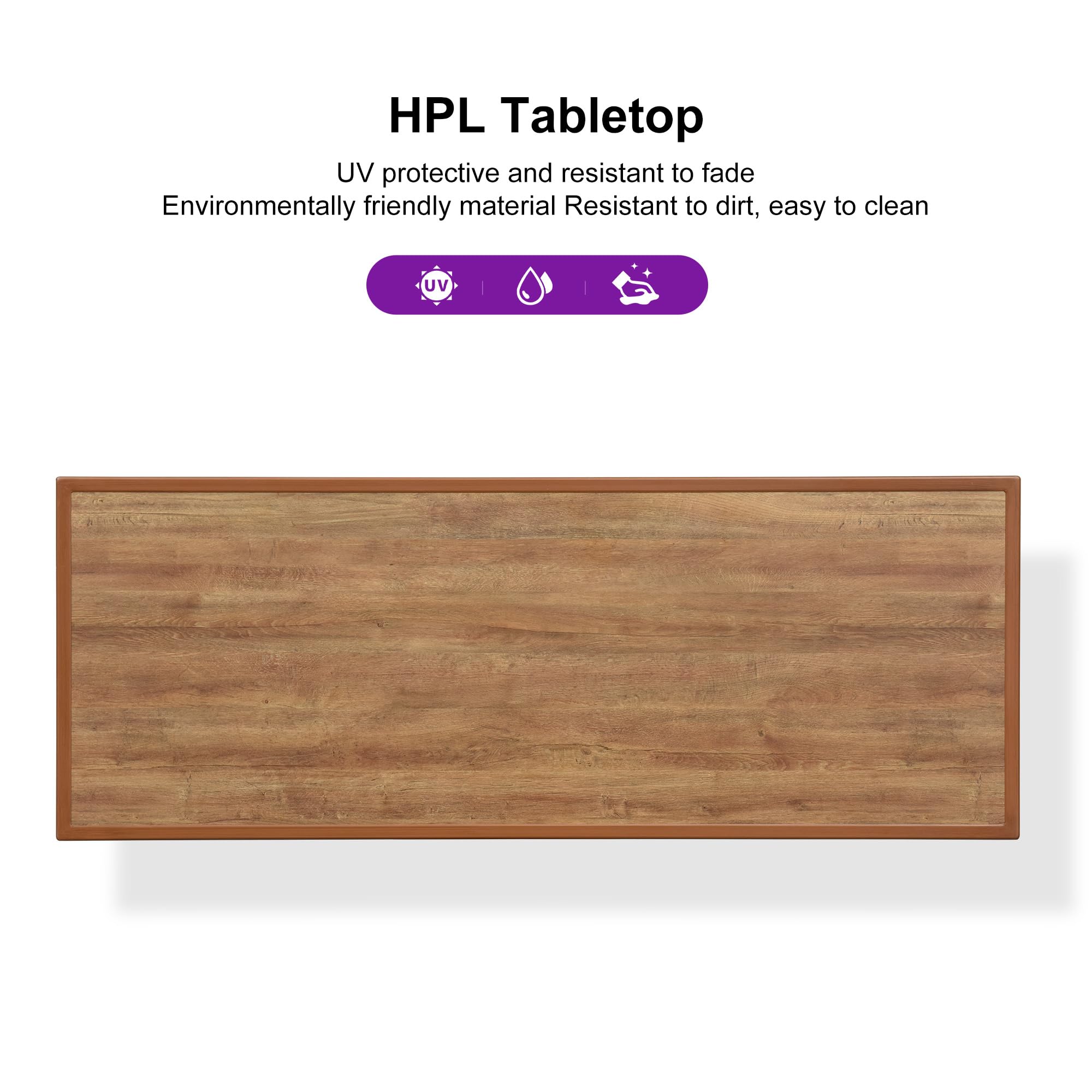 PURPLE LEAF 36 Inch Bar Height Table - Rectangular Patio Dining Table for Outdoor Kitchen, Breakfast Nook, Bistro & Pub - Perfect for Garden, Balcony & Deck - Deep Teak Finish - Ideal for Entertaining & Al Fresco Dining