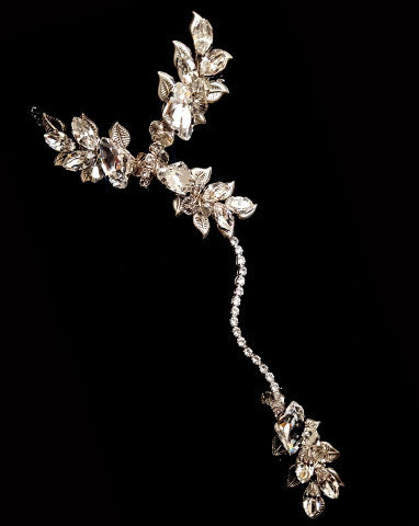 Elegant Vintage Leaf & Crystal Wedding Hand Jewelry Set - Diva by Kezani | Perfect for Bridal Accessories, Boho Weddings & Special Occasions