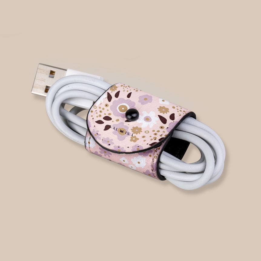 Eco-Friendly Pink Ditsy Print Cord Wrap - Perfect for Gift Wrapping, DIY Crafts, and Home Decor