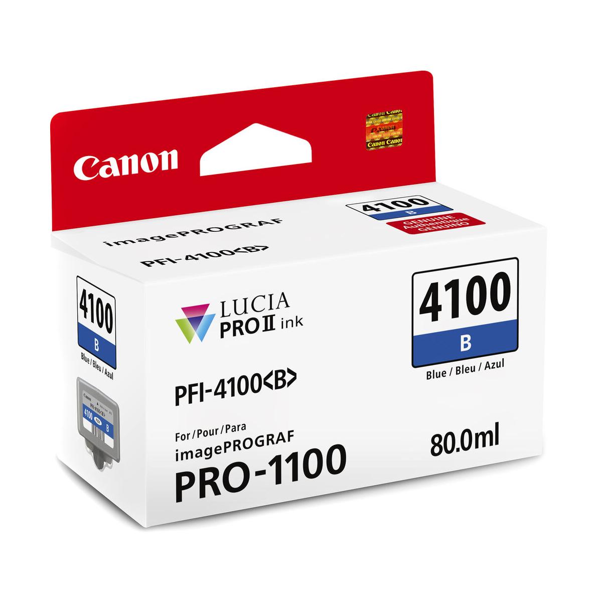 Canon PFI 4100 Blue Pigment Ink Tank 80mL (PRO 1100) - High-Quality Printer Ink for Professional Photo Printing & Art Projects